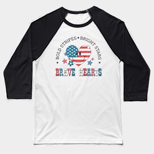 Bold Stripes Bright Stars Brave Hearts Baseball T-Shirt